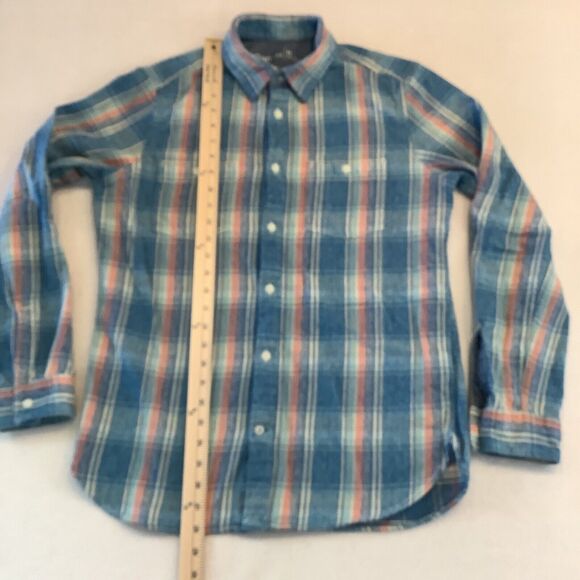 GAP Men’s Medium Shirt Blue Pink Plaid Long Sleeve Button Up Cotton Flannel - Picture 7 of 13